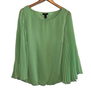 Alfani Woman Accordion Statement Sleeve Green Blouse Size 18W